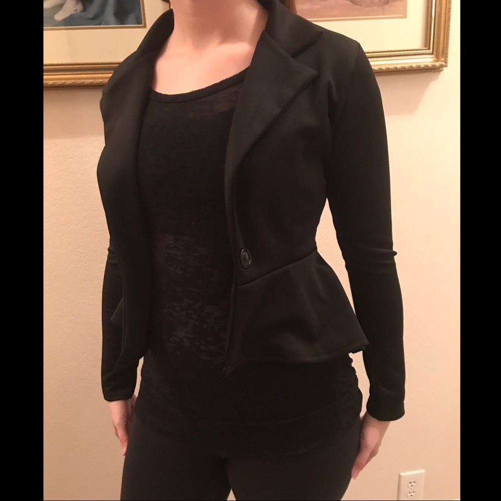 Black Ruffled Blazer, NWOT